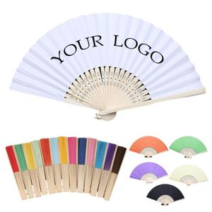 Abanicos de Mano Plegables de Bambú con Logotipo Personalizado, Abanicos de Papel Blanco para Bodas, Regalos Promocionales al por Mayor - Product Image 1