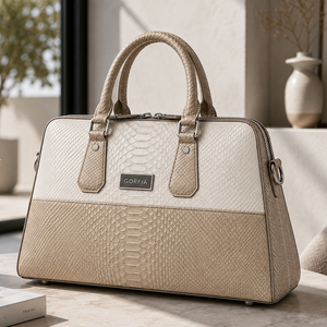 Sac de voyage à grande capacité en cuir PU avec motif crocodile gaufré et blocs de couleur, sac de week-end à bandoulière, OEM ODM - Product Image 1