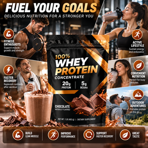 OEM <span class=keywords><strong>Whey</strong></span> Konzentrat 453g Schokoladen-Proteinpulver Natürlich Aromatisiert 20g Protein 5g BCAAs Nahrungsergänzungsmittel - Product Image 4