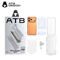 Étui de téléphone ATB 6 en 1 avec ensembles de protection d'écran, ensembles de protection d'objectif d'appareil photo en verre trempé HD pour iPhone Samsung