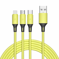Cable de Carga USB 3 en 1 OEM de 1.15m, Cable de Carga Rápida de Silicona Líquida de 2.4A para iPhone, Samsung, Xiaomi, Teléfonos Móviles Android