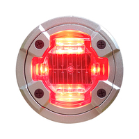 Lampe de sécurité d'allée clignotante à quatre côtés à énergie solaire étanche IP68 goujon de route en aluminium intégré feu de circulation oeil de chat blanc