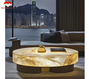 Tavolo da caffè fotoelettrico a LED in <span class=keywords><strong>marmo</strong></span> di cristallo traslucido isola <span class=keywords><strong>cucina</strong></span> dell'era glaciale retroilluminazione in <span class=keywords><strong>marmo</strong></span> <span class=keywords><strong>bianco</strong></span> per tavolino - Product Image 3