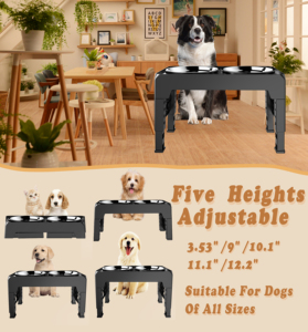 5 Adjustable Height Stainless Steel <strong>Dog</strong> <strong>Bowl</strong> <strong>Stand</strong> Stylish Modern Collapsible Elevated Slow Feeder Non-Slip Durable Plastic 2 1 - Product Image 2