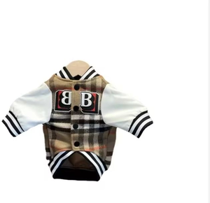 Veste de luxe pour chien, manteau de baseball de marque Pog, collection automne-hiver, en gros, à carreaux, épais et chaud, vêtements d'hiver pour petits chiens - Product Image 6