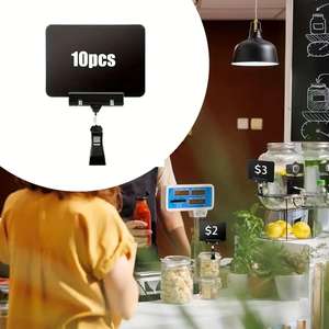 SIAETIUR Soportes de exhibición de pizarra de plástico de 15 piezas Abrazaderas plegables y duraderas giratorias y ajustables para notas y señalización - Product Image 2