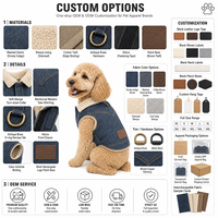 Gilet en jean pour chien doublé polaire Sherpa avec revers, sans manches, avec anneau en D au dos, chaud, pour petits et moyens chiens, vêtements pour animaux de compagnie OEM