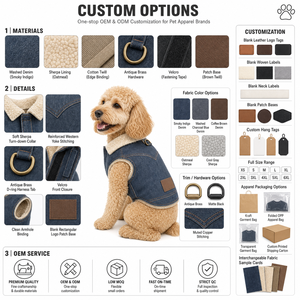 Chaleco vaquero sin mangas para perros con forro polar Sherpa y solapa, ropa para mascotas OEM, chaleco vaquero cálido con anilla en D trasera para perros pequeños y medianos - Product Image 2