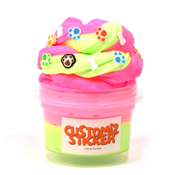 Slime duveteux parfumé bicolore avec patte Saupoudrer les tranches de fimos Kit de fabrication de Slime au beurre mou pour enfants Jouets éducatifs