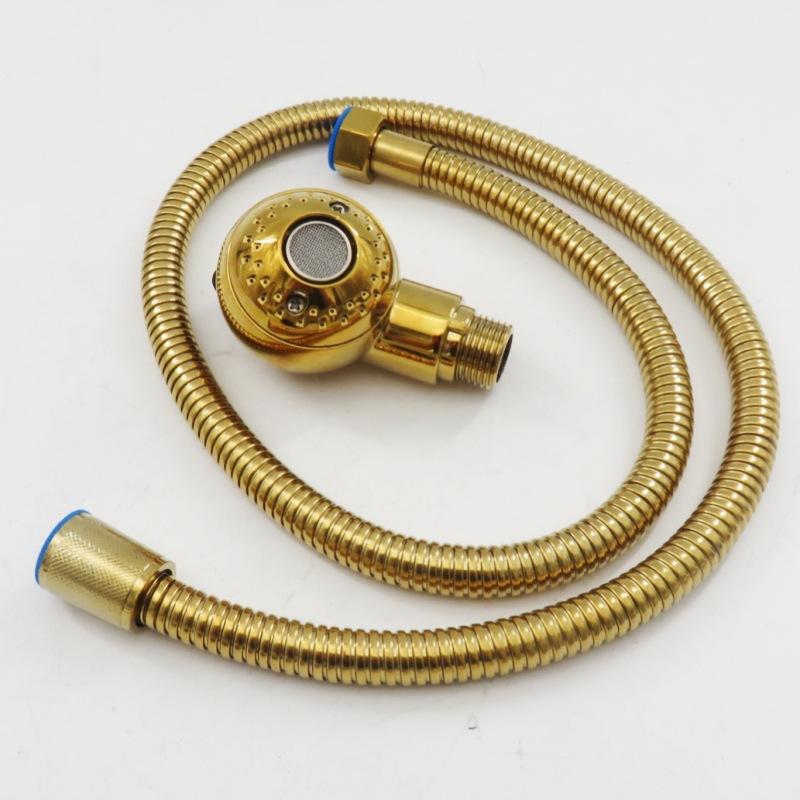 Gold o-shaped showerhead + 1.5m pipes