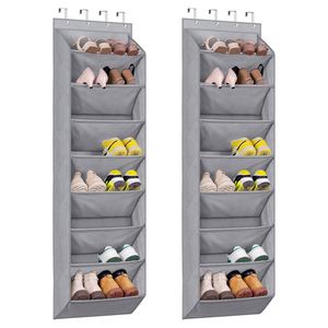 Wardrobe Organization Hanging Pockets Multi-Layer Door-Mounted Hanging Pockets Shoe Hanging Pockets with <b>Hooks</b> - Product Image 1