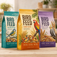 Sachet d'emballage alimentaire pour oiseaux à huit soudures latérales, imprimé sur mesure, à fond plat, avec fermeture éclair, qualité alimentaire, refermable, pour graines de perroquet