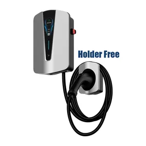 EV charger 5 meters cable type 2 ev charging station pile 1 phase 7kw 8A 32A adjustable current LCD screen CEE Schuko Nema plug