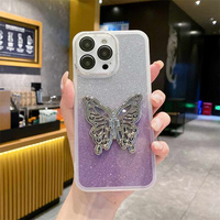 Étui de luxe en TPU effet papier brillant Africa Transsion pour Itel A50C/P65 4G/A80/A50/P55 4G/A70 Chrome avec support et motifs papillon