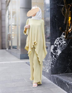 SIPO vêtements islamiques Baju costume modeste ensemble singapour malaisie plaine couleur unie lambrissé renversé conception Ramadan ras du cou fournisseur - Product Image 5