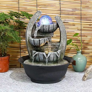 Fuente de Agua Decorativa para el Hogar u Oficina, Estilo Feng Shui, Cascada de 3 Niveles con Bola de Cristal, Artesanía de Resina, Fuente de Agua Interior para Mesa - Product Image 1