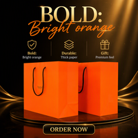 Sacs en papier orange réutilisables pour boutique de vêtements de luxe sur mesure, emballage cadeau, sacs de transport, avec votre propre logo