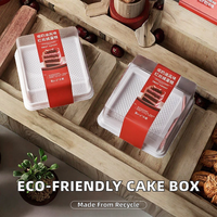 Boîte à gâteau rectangulaire en plastique PET jetable écologique, matériaux recyclés - Emballage transparent en blister promotionnel pour pâtisseries