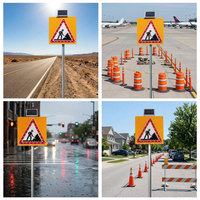 Panneau de signalisation routière LED solaire jaune réfléchissant pour les chantiers de construction routière