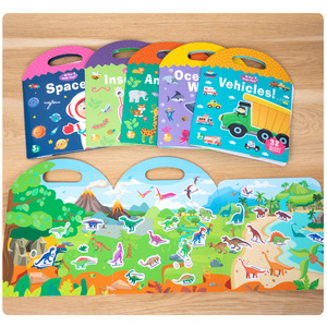 Libro de Pegatinas Reutilizable, Libro de Pegatinas de Viaje con Pegatinas Lavables de Gel, Plegable con Asa de Transporte, Juguete Silencioso para Niños - Product Image 6