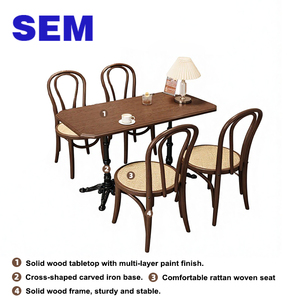 Set di Tavolo <span class=keywords><strong>e</strong></span> Sedie Rotondo in <span class=keywords><strong>Legno</strong></span> Massello per Ristoranti SEM, Arredamento Moderno per Bar <span class=keywords><strong>e</strong></span> Caffetterie - Product Image 3
