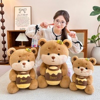Pabrik Lisa Grosir Boneka Beruang Madu Lembut Lucu Kustom dengan Stoples Madu, Mainan Boneka untuk Hadiah Ulang Tahun Anak, Pernikahan