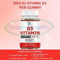 Suplemento de Gomitas Ausreson OEM con Calcio, Magnesio, Zinc, Vitamina D3 y K2 10000 UI, Vitamina D, Gomitas de Vitamina D3