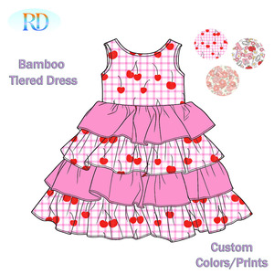 Vestito a Strati in Bambù per Bambine, Abito con Stampa Personalizzata e Volant, Morbido e Traspirante, per Uso Quotidiano e Giochi Estivi - Product Image 5