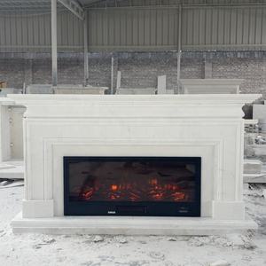 <span class=keywords><strong>Chimenea</strong></span> de Mármol Arabescato Italiano Tallada <span class=keywords><strong>a</strong></span> <span class=keywords><strong>Mano</strong></span>, Diseño Clásico Moderno para Decoración de Interiores del Hogar - Product Image 1