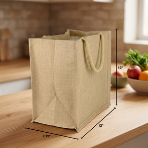 <b>Jute</b> <b>Shopping</b> <b>Bag</b> Large Size Top Handle Rope Handle Groceries Use Natural Color Made In Bangladesh - Product Image 2
