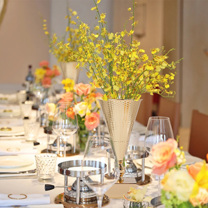 Vase trompette doré en métal pour petites compositions florales, décoration de table de mariage, vente en gros <span class=keywords><strong>LuJa</strong></span> XMD-1088E - Product Image 4