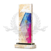 Trophée en verre de marbre blanc de haute qualité, feuille de cristal acrylique, Plaque de récompense, trophée en cristal personnalisé avec base en marbre