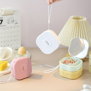 Portable Jewelry <b>Box</b> With Compartments For Travel And Desk Use In Pink Yellow Green White Colors - Product Image 3