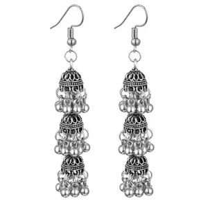 Wholesale Fashion Ethnic Indian Jhumki Bollywood Three-layer Tassel Bell Earrings Jhumka for Women Gypsy Tribe Jewelry