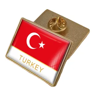Pin bendera dunia Pin lencana epoksi kristal bendera Turki
