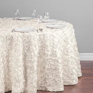 Partager Événement Et Articles De Fête De Mode Rond Rectangle Rossete Satin Damas Argent Nappe