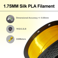 HELLO3D Factory Outlet Filament d'impression 3D 1,75 mm PLA Soie 100% Matière Vierge 330 m de Longueur Certifié ROHS Multicolores FDM