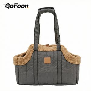 Sac de transport pour animaux de compagnie de haute qualité, confortable et épais pour l'hiver, avec intérieur en polaire, sac de transport pliable pour voiture, sac de shopping portable - Product Image 2