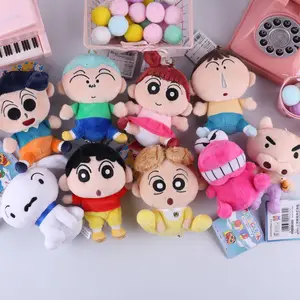 Karikatür mum boya Shin Chan bebek çantası kolye peluş anahtarlık Charms araba Schoolbag süsler çocuklar çok aracı anahtarlık hediyeler Widget