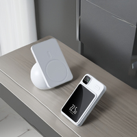 Mini chargeur sans fil magnétique 5000 mAh PD 20W noir ultra-plat portable avec support de batterie externe ABS haute étanchéité charge rapide LED