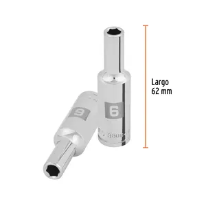 Set di 6 Bussole Lunghe da 6mm, 6 Punte, Attacco da 3/8", TRUPER - Product Image 3