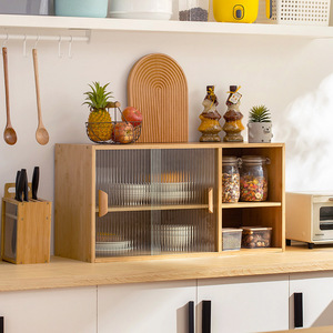 Japanese Style Wall <b>Cabinet</b> With Glass Door Kitchen Storage Shelf For Tea Cup And Small Items 80C - Product Image 5