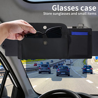 Pare-soleil de voiture de luxe télescopique avec lentille anti-éblouissement, protection UV, porte-cartes et panneau d'ombrage réglable en matériau Cortex