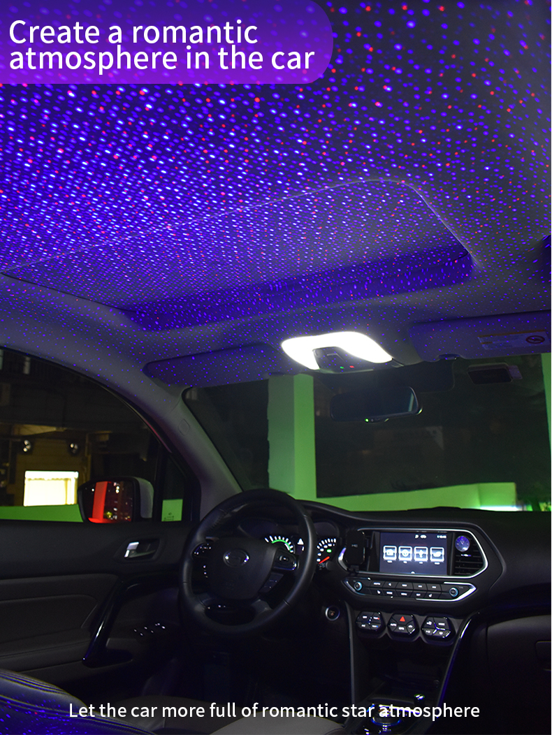 Car USB Led Starry Sky Projector Lamp Accessories Interior Decorative Car Roof Top Ceiling Star Light