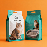 Sacs d'emballage pour litière pour chat, personnalisés, imprimés, en plastique, colorés, à fond plat, type Doypack