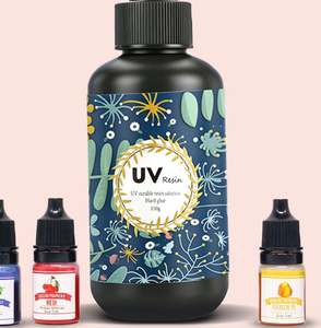 Kit de résine UV DIY fait main, époxy transparent cristallin dur à durcissement rapide, moules en silicone pour bijoux, pendentifs, boucles d'oreilles, porte-clés, paillettes métallisées - Product Image 4