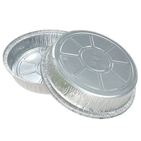 Barquettes rondes jetables en aluminium de qualité alimentaire pour pizza, 7/8/9 pouces, avec couvercles en papier recyclables