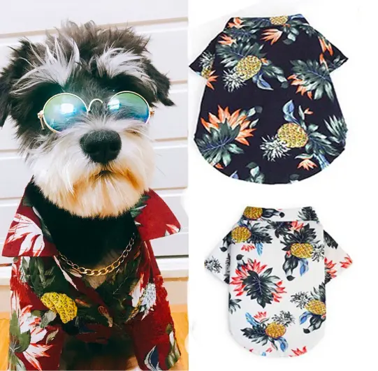 Dog Cat Áo Sơ Mi Cotton Mùa Hè Bãi Biển Quần Áo Vest Quần Áo Vật Nuôi Hoa T Áo Sơ Mi Hawaii Áo Cho Nhỏ Lớn Chó Chihuahua