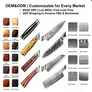 Cuchillos de Cocina Profesionales de Alta Calidad, Juego de Cuchillos Santoku de Acero de Damasco con Mango Forjado en Resina <span class=keywords><strong>para</strong></span> Cortar <span class=keywords><strong>Carne</strong></span> - Product Image 5