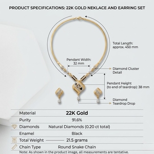 Ensemble de bijoux de mode traditionnels pour la mariée, élégant collier à pendentif géométrique en or avec boucles d'oreilles assorties pour femmes - Product Image 3